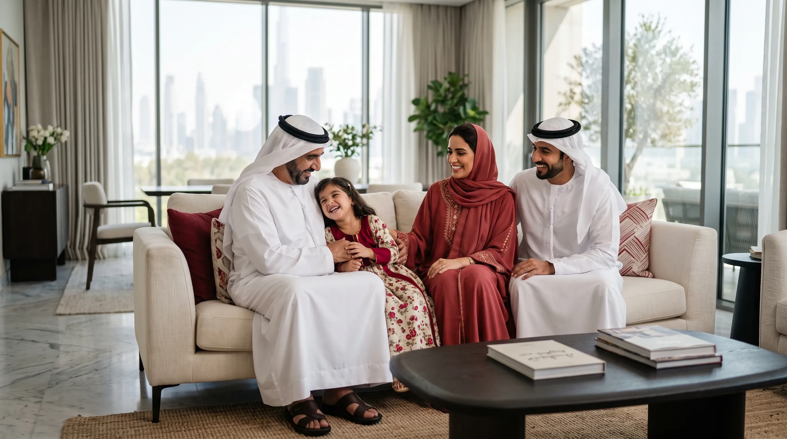 Happy family enjoying good health after regular checkups at Intel Lab Dubai